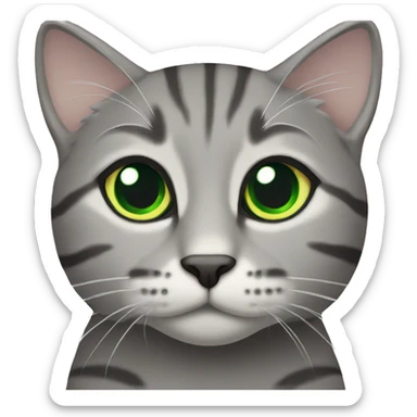 Gray tabby cat with green eyes sticker