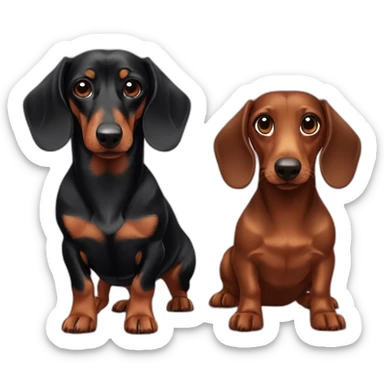 black Dachshund and brown Dachshund sticker