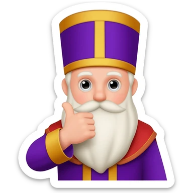 maak een gele emoji van sinterklaas met zen meiter op en een peukje in zen mond en een lange baard sticker