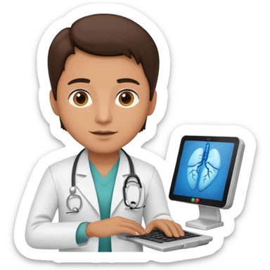 Doctor using my computer to report vital signs sticker