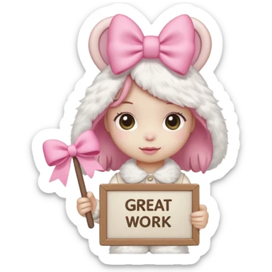 mymelody with sign that says great work sticker