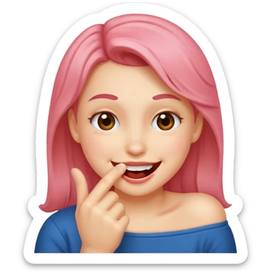 Create a blushing emoji face smiling while biting its finger in a flirty way sticker