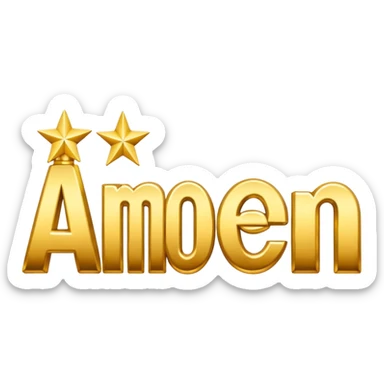 the word 'amen' in a joyful, celebratory emoji style sticker