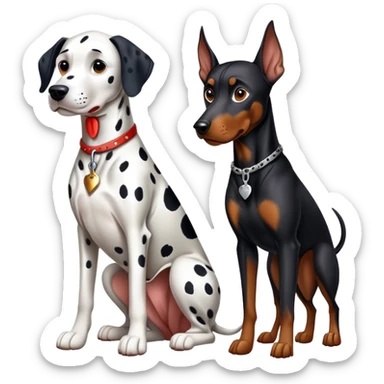 2 dogs : 1 Dalmatian + 1 dobermann sticker