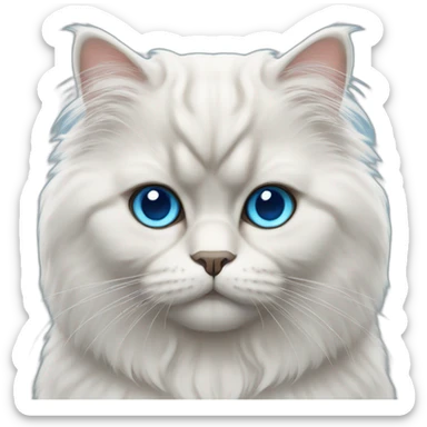 persian cat face with white hair and blue eyes sticker