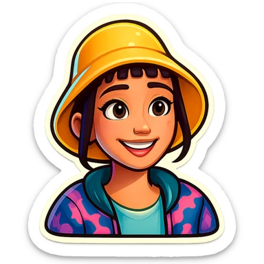 Extract the character from the background and place it on a transparent background, keeping the original retro stickers style and appearance exactly the same. sticker