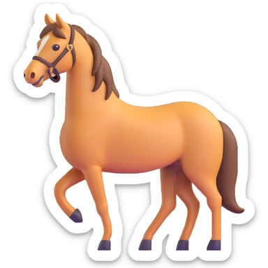 horse standing, isometric, emoji style, facing left sticker
