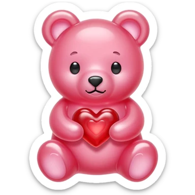 pastel pink jelly bear heart jelly red sticker