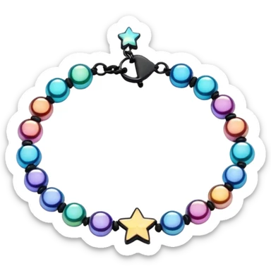 colourful round beaded bracelet with some star beads sticker
