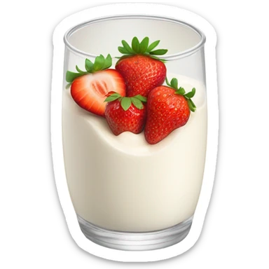 Strawberry glass with milk  sticker