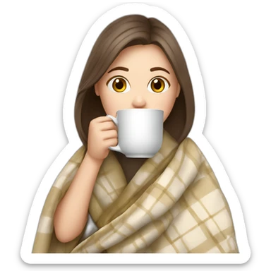White Girl drinking tea with blanket on sticker
