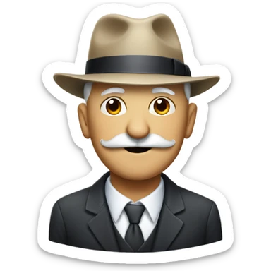 Old bald man with mustache in suit with fedora  sticker