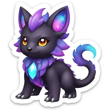 Cute cool colorful dark nebula fantasy animal hybrid Fakemon full body sticker