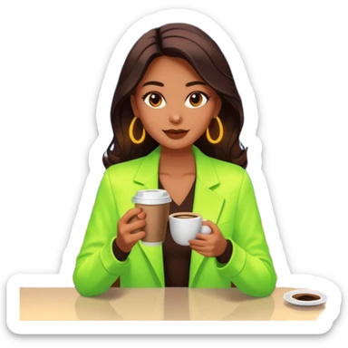 Woman with coffee , coffe shop with  neon glow, Midnight Wander. negative transparency . sticker