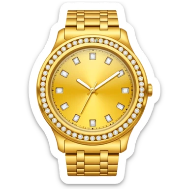 Crea un reloj de oro amarillo con muchos diamantes, sin la cara de fondo sticker