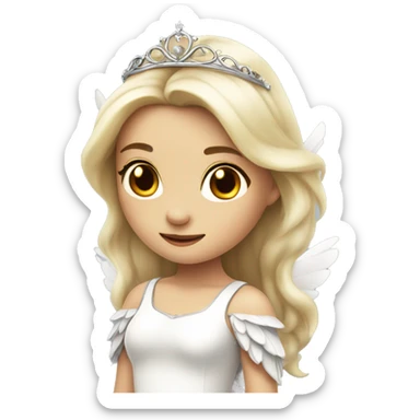 GIRL THAT LOOKS LIKE JULIET WITH WHITE DRESS, WHITE WINGS AND A TIARA sticker