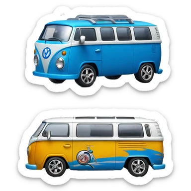 Side view.Mattel hot wheels Volkswagen Kool Kombi.tooned.sports car.blue.shortened wheelbase  sticker