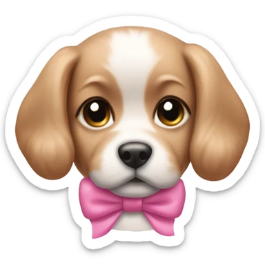 A puppy with pink bows sticker