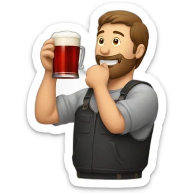 A man drinking a pint of red beer sticker