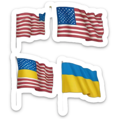 Ukrainian and USA flags sticker
