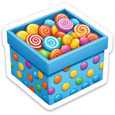 blue cardboard box of candy sticker