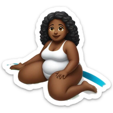Fat black girl on surfboard sticker