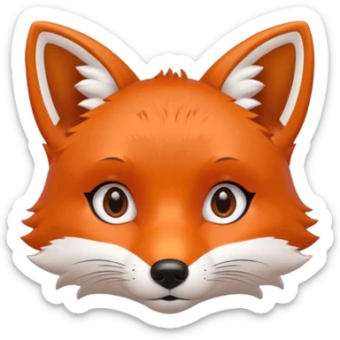 simple cute fox only face, simple eyes, only pupils sticker