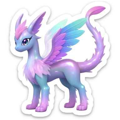 Shiny pastel feathery tropical exotic shimmering silky smooth soft flurry Diancie-Palkia-Amaura-Aurorus-aesthetic-fusion sticker