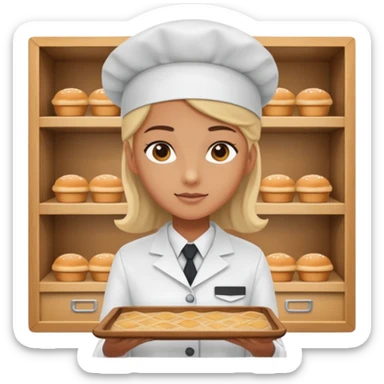 hazme una persona atendiendo en un comedor universitario detras de una vitrina sticker