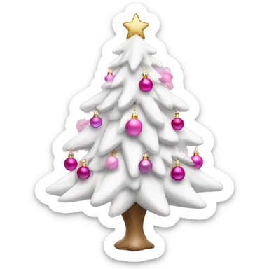white christmas tree with pink ornaments sticker