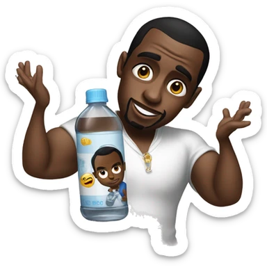 P diddy holding a bottle of baby oil sticker