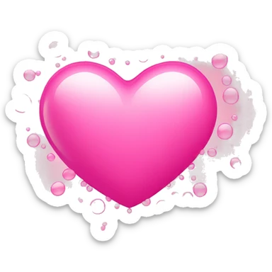 pink heart emoji with pink bubbles around sticker