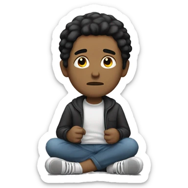 White man with black hair sitting and depressed. sticker