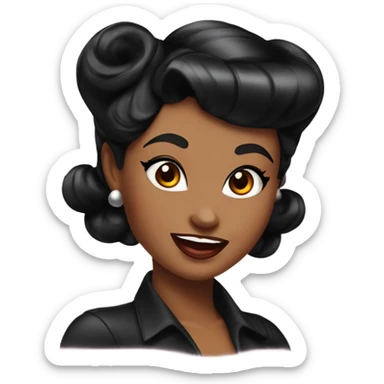 pin-up brown woman with black hair victory rolls style sticker