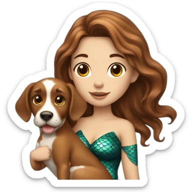 Brown haired mermaid with dog sticker