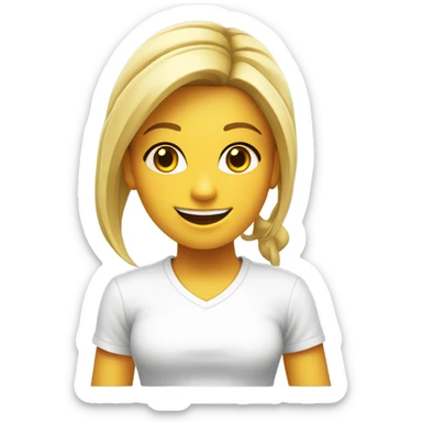 Blond girl smiling in white t-shirt with text Zumba sticker
