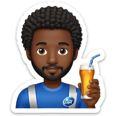 dark black guy short curly hair facial hair holding bud light  sticker