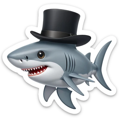 shark wearing a fancy black top hat sticker