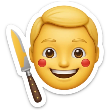 normal smile emoji 🙂 holding knife emoji in right hand sticker