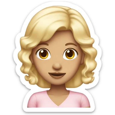 Blonde lady with light pink hairbow sticker