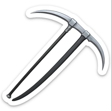 The scythe of the God of Death is long, straight, and pure black, symbolizing death. sticker