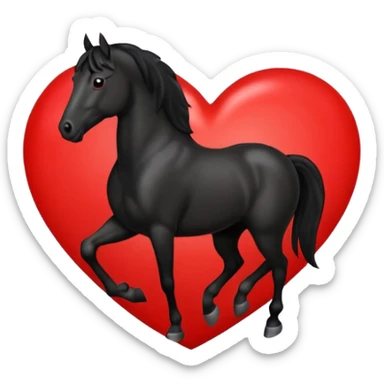 Black Horse centered within a red heart emoji sticker