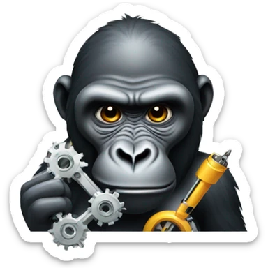 A gorilla holding a mechanical device sticker
