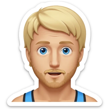 Genmoji style portrait of Logan Paul, blonde hair, blue eyes, short beard, energetic expression sticker