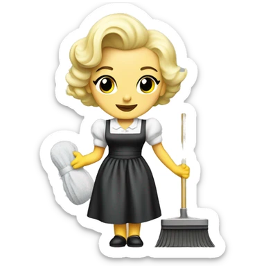 Marylin Monroe in a Swedish maid outfit cleaning  sticker