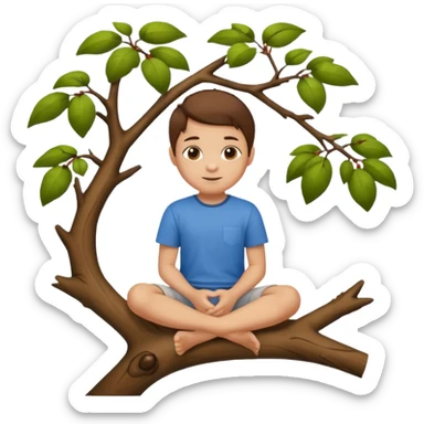 A Kid Sitting on a tree branch sticker