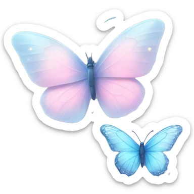 Light blue butterfly facing a light pink butterfly with trails of sparkles sticker