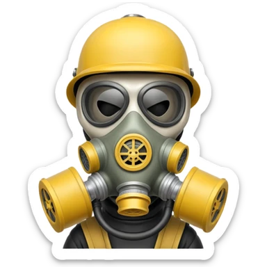 Skeleton wearing a gas mask sticker