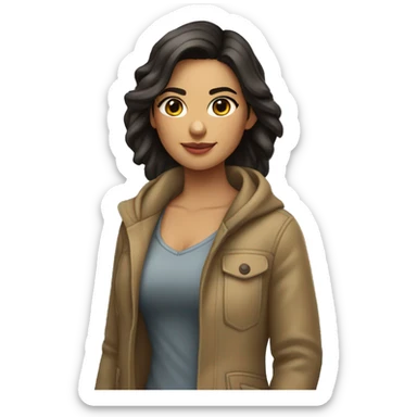 Chica joven morena con abrigo sticker