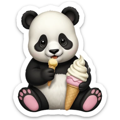 Panda eating ice cream sticker